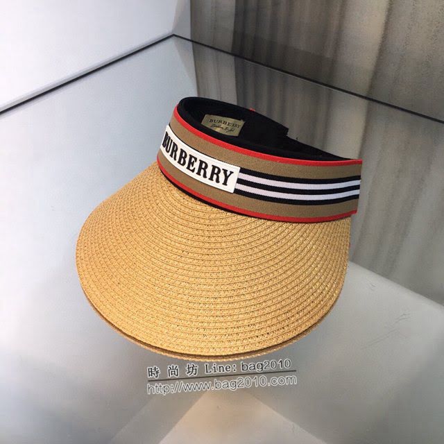 Burberry爆款女士帽子 巴寶莉新品空頂帽髮夾 巴寶莉編織草帽  mm1240